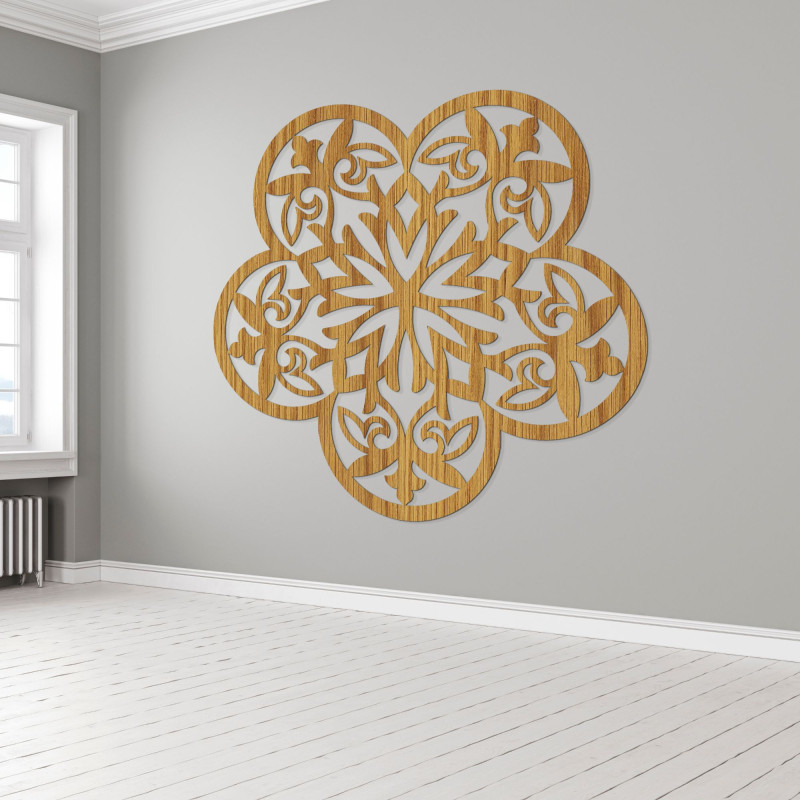 Decor de perete din lemn mandala floare misterioasă - AURELIA