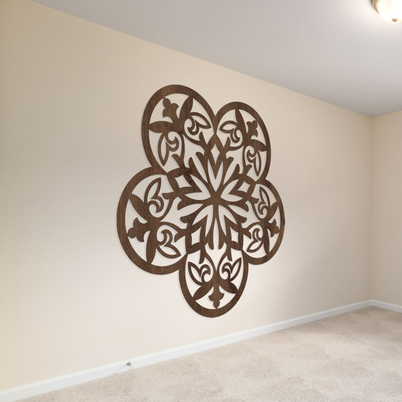 Decor de perete din lemn mandala floare misterioasă - AURELIA