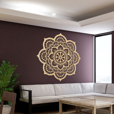 Decor de perete din lemn cu simbolism mandala floare de lotus - MYSTICA