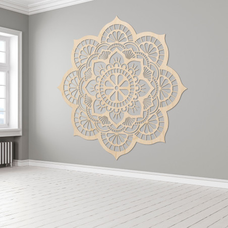 Decor de perete din lemn cu simbolism mandala floare de lotus - MYSTICA