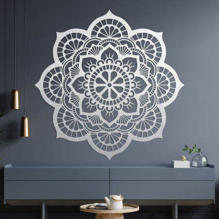 Decor de perete din lemn cu simbolism mandala floare de lotus - MYSTICA