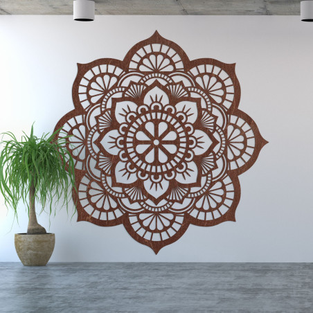 Decor de perete din lemn cu simbolism mandala floare de lotus - MYSTICA