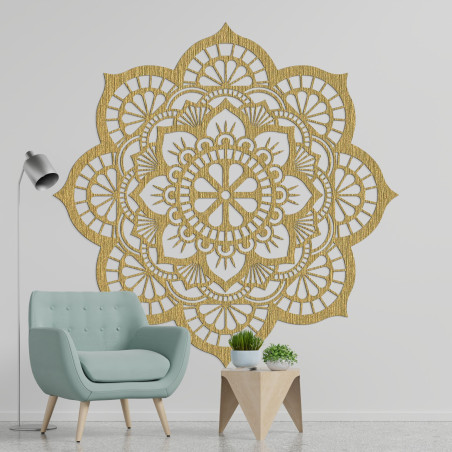 Decor de perete din lemn cu simbolism mandala floare de lotus - MYSTICA
