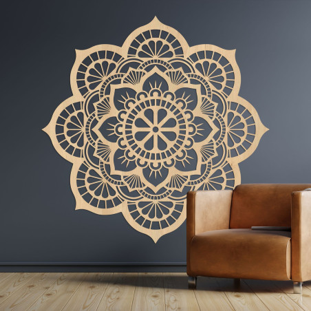 Decor de perete din lemn mandala motiv floare lotus - LOTOIS