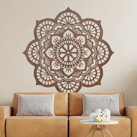 Decor de perete din lemn mandala motiv floare lotus - LOTOIS