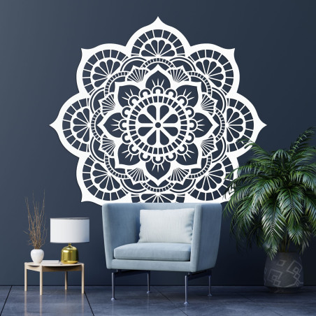 Decor de perete din lemn mandala motiv floare lotus - LOTOIS