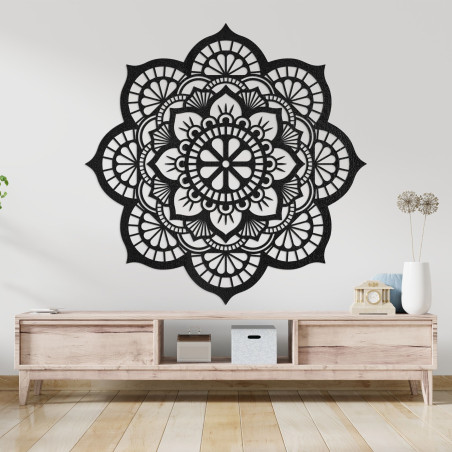 Decor de perete din lemn mandala motiv floare lotus - LOTOIS