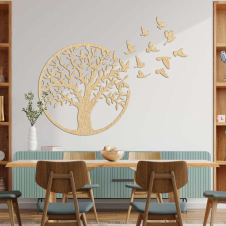 Figura din lemn copac de viață păsări zburătoare Figura din lemn copac de viață păsări zburătoare