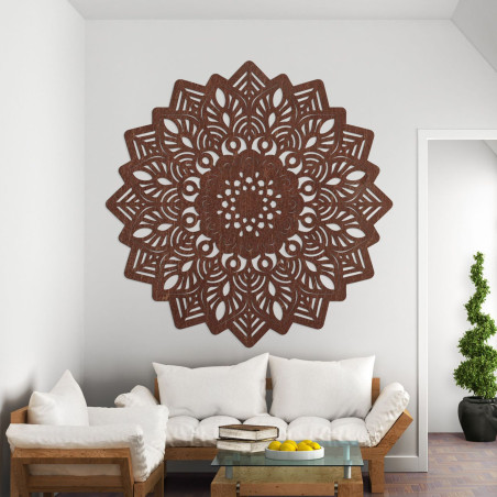 Decor de perete din lemn sculptat mandala soare - SOLIS