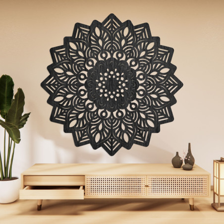 Decor de perete din lemn sculptat mandala soare - SOLIS