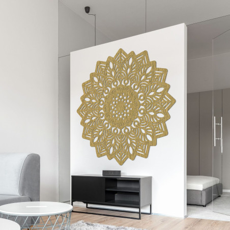 Decor de perete din lemn sculptat mandala soare - SOLIS