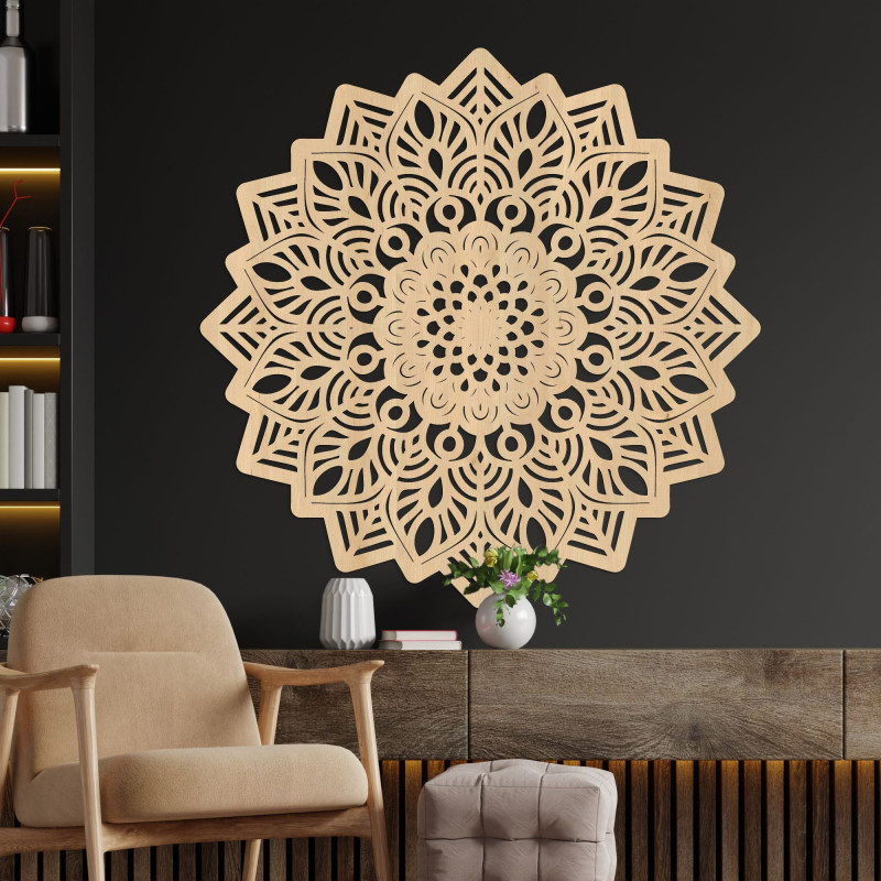 Decorațiune de perete din lemn în formă de mandala soarelui - IGNEUS