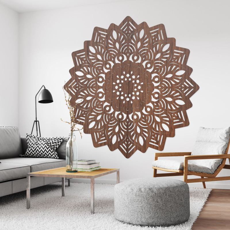 Decorațiune de perete din lemn în formă de mandala soarelui - IGNEUS