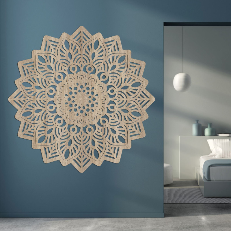 Decorațiune de perete din lemn în formă de mandala soarelui - IGNEUS