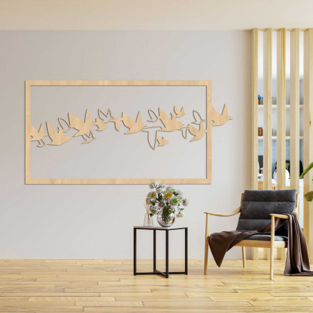 Tablou de perete din lemn păsări - RODDO