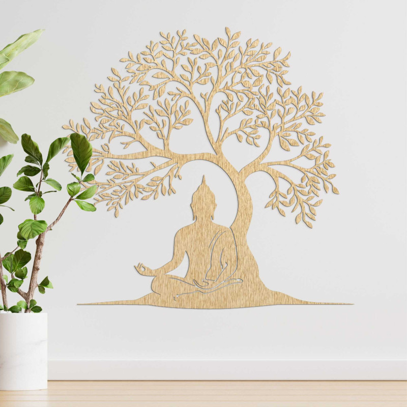Decor din lemn Buddha și copacul vieții - MEARNE