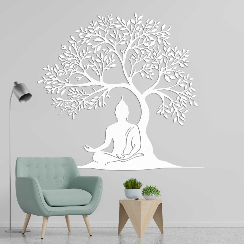 Imagine din lemn cu copacul vieții și Buddha - MOTERO