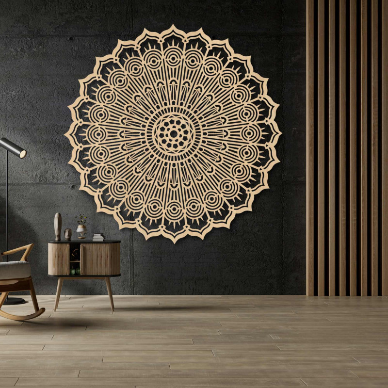 Mandala din lemn pe perete