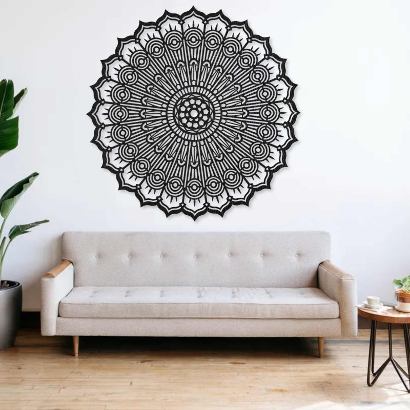 Decorațiune murală cu mandală din lemn