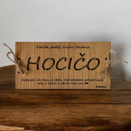 Drevená obálka na peniaze HOCIČO