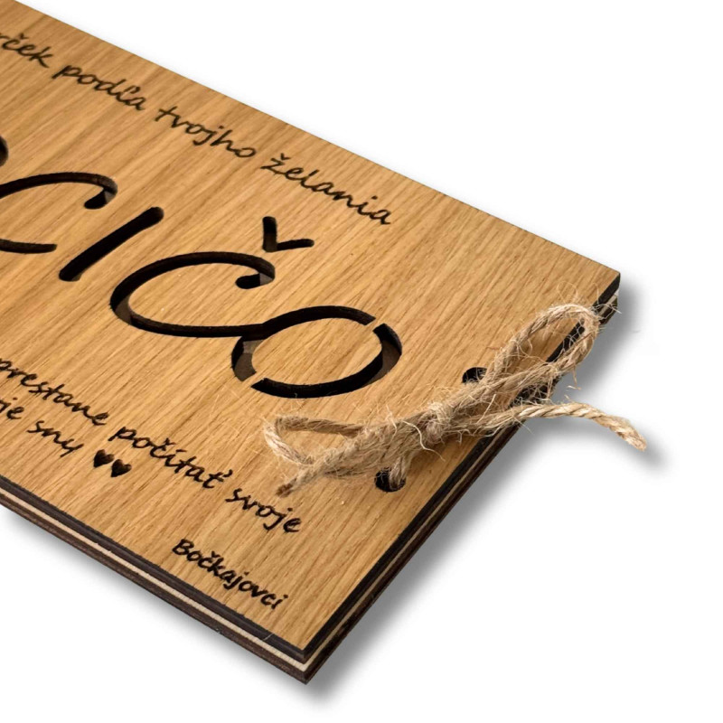 Plic de bani din lemn - ORICE 20 x 10 cm