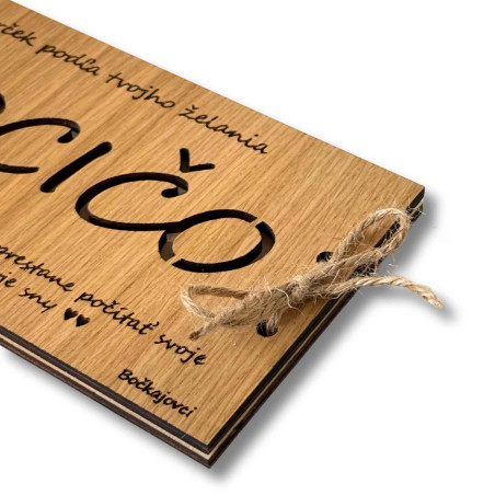 Plic de bani din lemn - ORICE 20 x 10 cm
