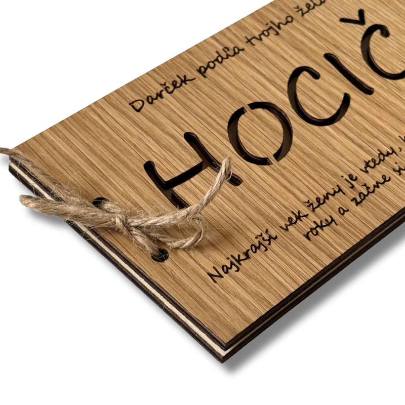 Drevená obálka na peniaze HOCIČO