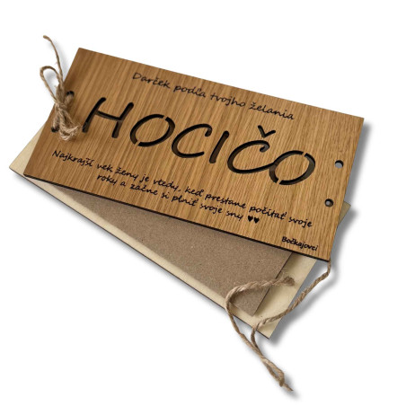Drevená obálka na peniaze HOCIČO
