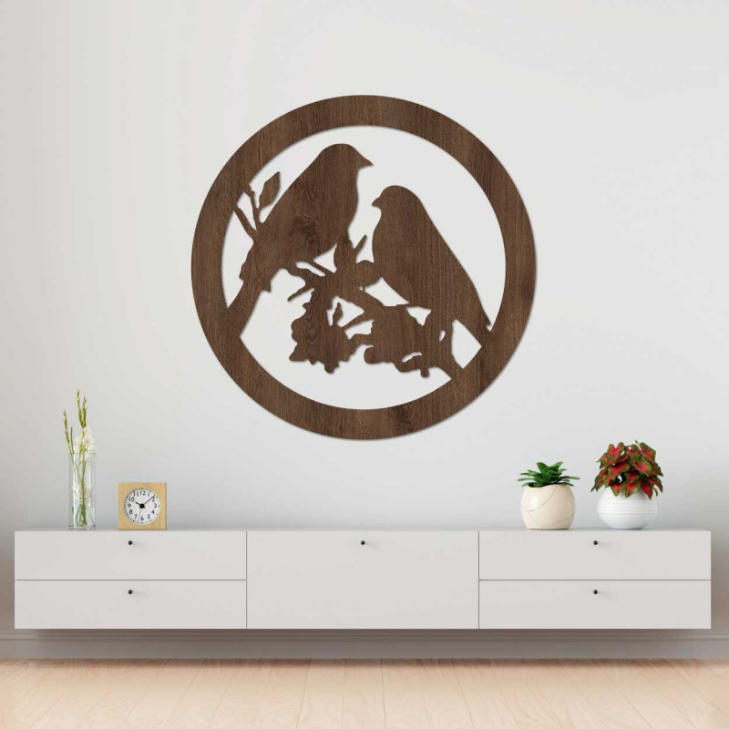 Tablou de perete din lemn păsări pe ramuri - AVIAN