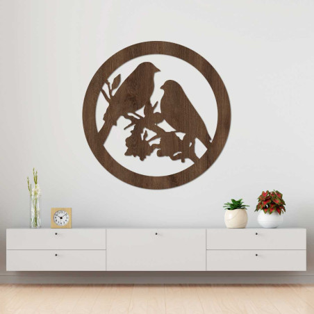 Tablou de perete din lemn păsări pe ramuri - AVIAN