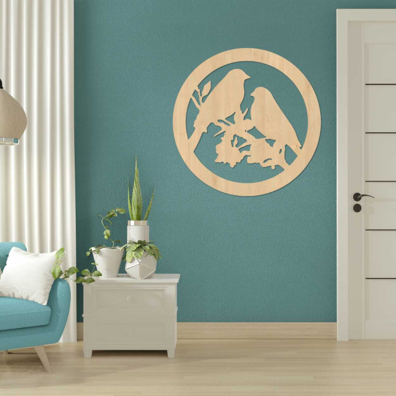 Tablou de perete din lemn păsări pe ramuri - AVIAN