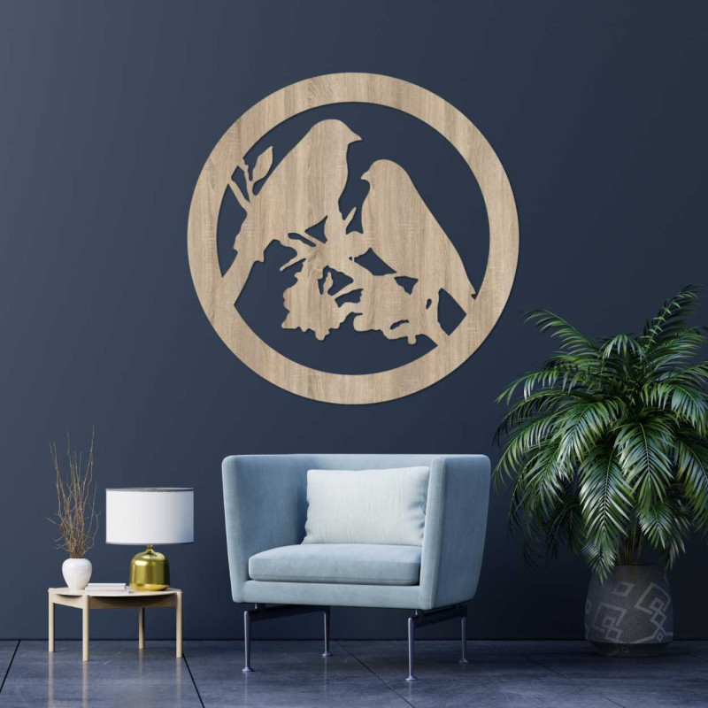 Tablou de perete din lemn păsări pe ramuri - AVIAN