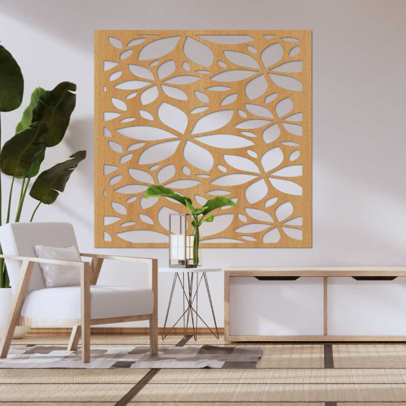 Tablou pătrat cu flori din lemn - BOTANICA