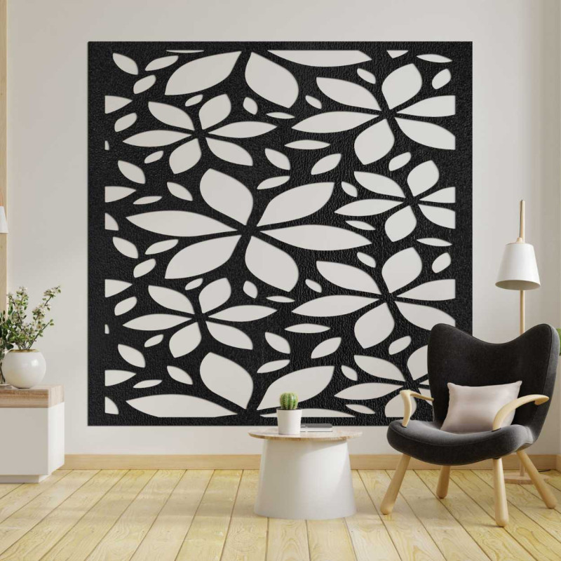 Tablou pătrat cu flori din lemn - BOTANICA