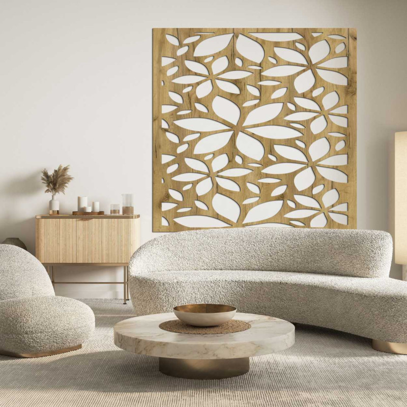 Tablou pătrat cu flori din lemn - BOTANICA