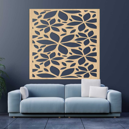 Tablou pătrat cu flori din lemn - BOTANICA