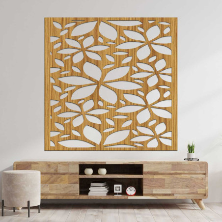 Tablou pătrat cu flori din lemn - BOTANICA