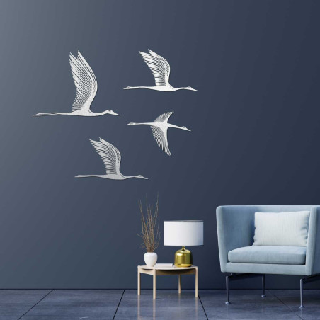 Zbor de pasăre ca pictură murală din lemn pentru un interior modern