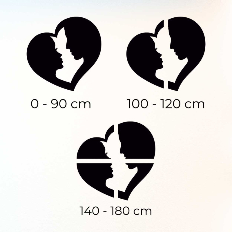 Un design mural care înfățișează uniunea a două persoane într-o formă simplă de inimă.