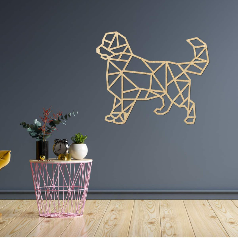 Pictură murală geometrică sculptată cu câine -...