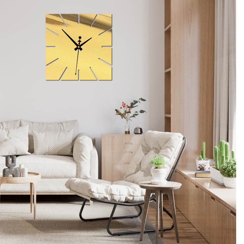 Ceas de perete negru fără cifre, cu un design modern