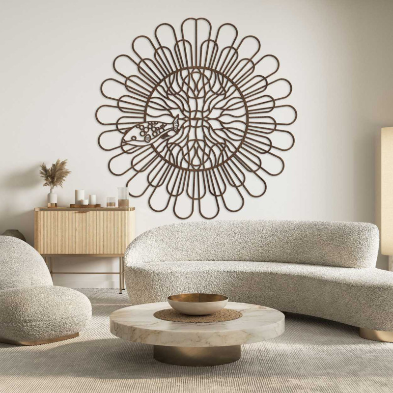 Decorul are o structură geometrică cu arcade concentrice.