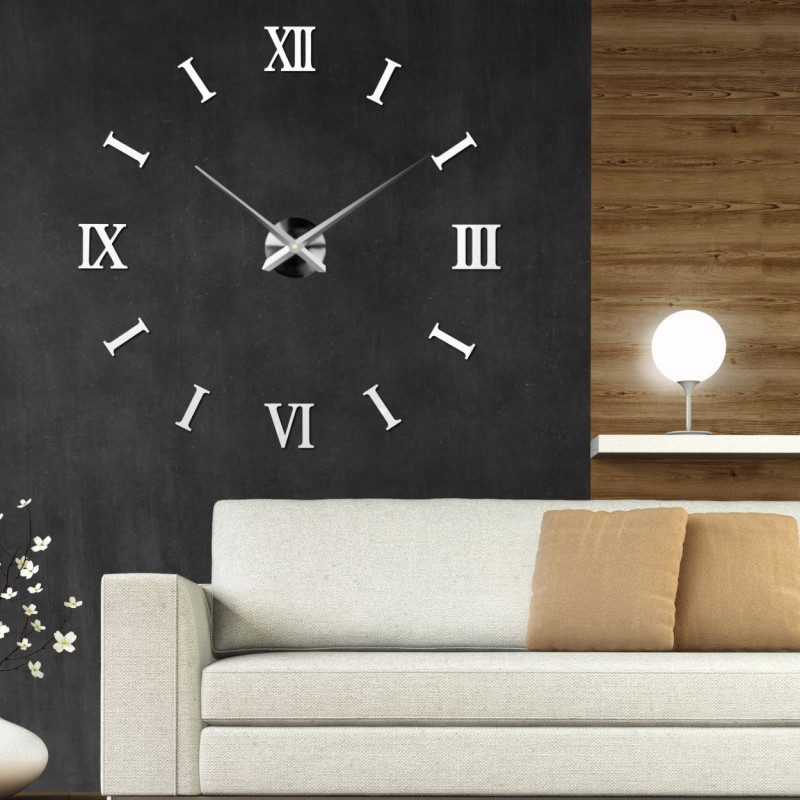 Ceas autoadeziv alb cu efect 3D pe care îl puteți instala fără unelte sau găurire.