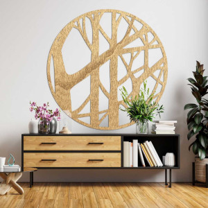 Vedere de aproape a modelului de copac din lemn în design circular