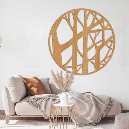 Decorațiune rotundă din lemn cu crengi de copac sculptate Decorațiune rotundă din lemn cu crengi de copac sculptate