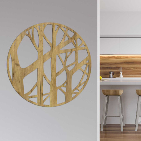 Decor minimalist cu ramuri într-o ramă circulară din lemn Decor minimalist cu ramuri într-o ramă circulară din lemn