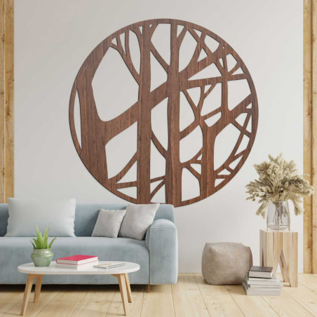 Decor minimalist cu ramuri într-o ramă circulară din lemn Decor minimalist cu ramuri într-o ramă circulară din lemn