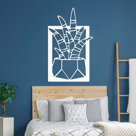 Set de tablouri de design din lemn cu cactuși în ghivece geometrice