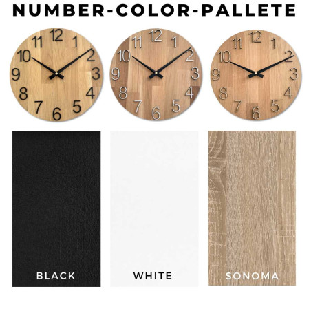 Ceas rotund cu decupaj decorativ în centru și un model delicat din lemn.