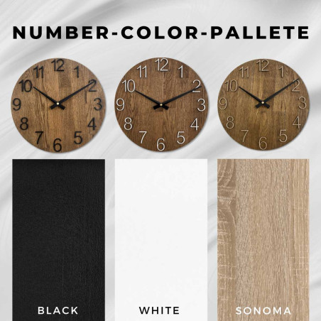 Ceas rotund cu decupaj decorativ în centru și un model delicat din lemn. Ceas rotund cu decupaj decorativ în centru și un model delicat din lemn.